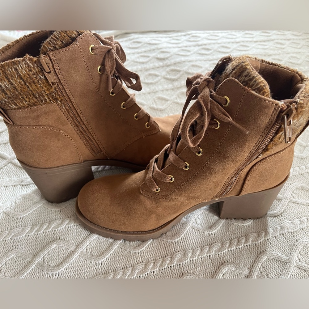 Sun & Stone Caramel Brown Hiking Boots with Heel Women’s size 9 - Picture 2 of 12